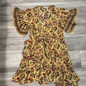 Max Studio Floral Yellow and Red Mini Dress